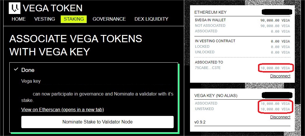 Associate VEGA tokens with wallet part 4